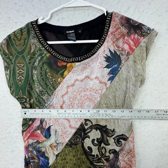 Desigual Womens Artsy Mixed Print Floral Art To Wear XS Garden Fairy Top Lined - Picture 5 of 12